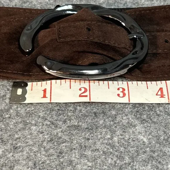 Vintage Women’s Belt Size 12 Wide Dark Brown Suede Elastic Jessica Howard - Picture 8 of 12